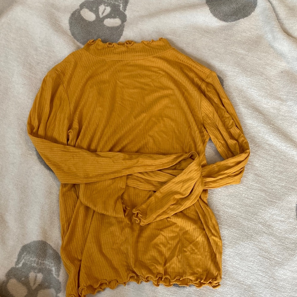 Mustard yellow mock neck top